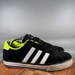Adidas Neo Label Daily Mens 9.5 Black White Neon Green Suede Sneakers U44858
